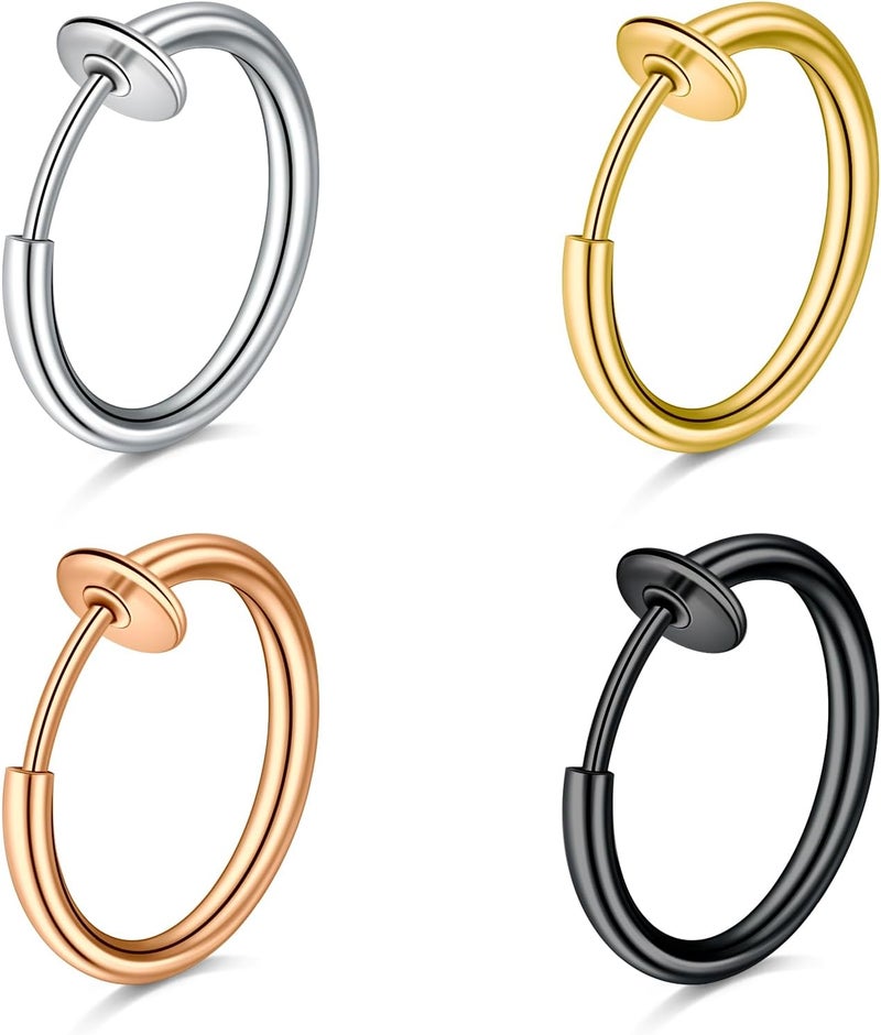 QWALIT Fake Nose Ring Fake Lip Piercing Fake Lip Ring Fake Nose Ring Hoop Fake Snake Bites Fake Lip Piercings Faux Lip Rings Fake Nose Piercing Clip on Nose Ring Spring - Image 1